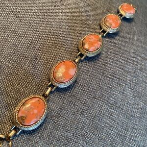 Vintage Sarah Coventry Gold Tone Simulated Agate Bracelet